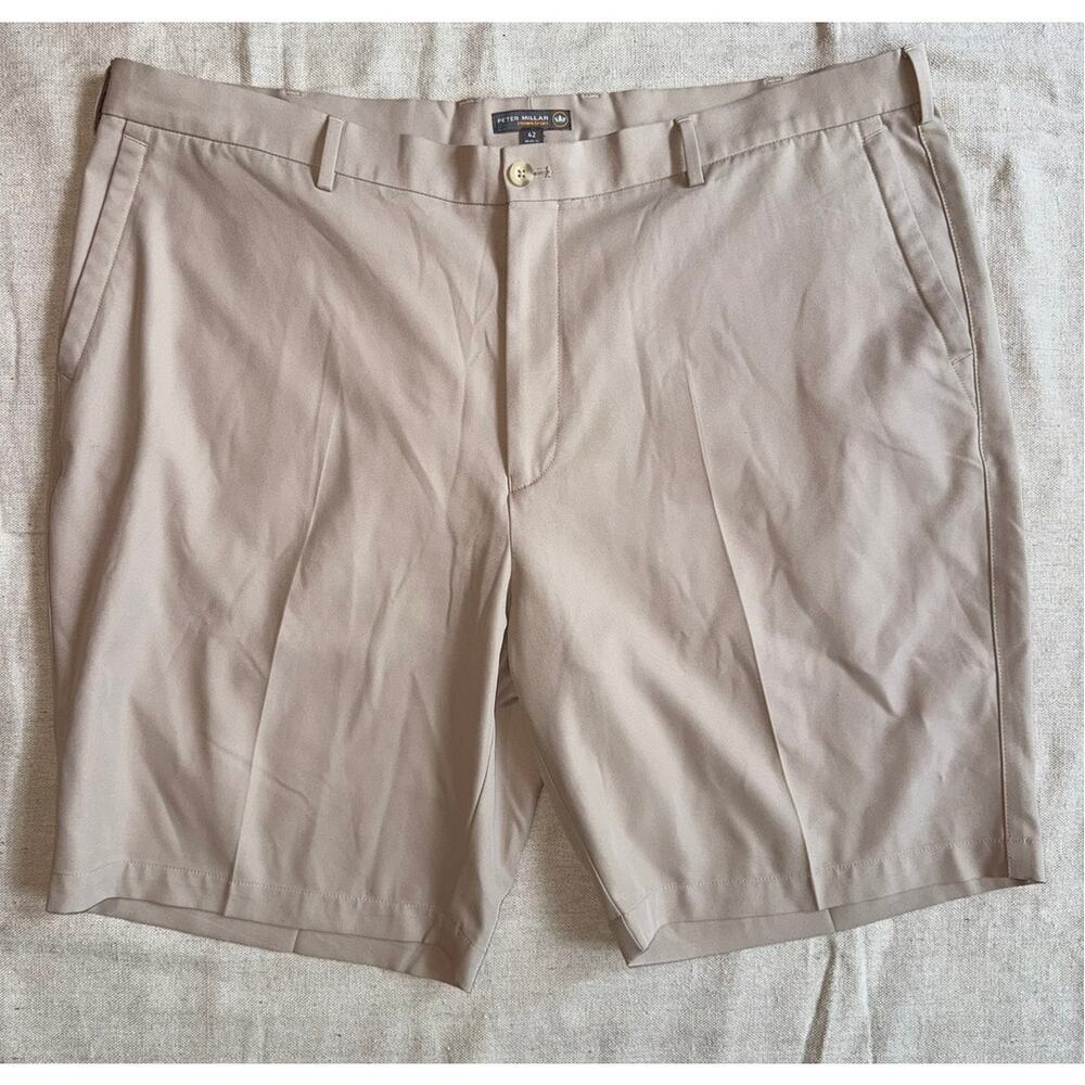 Peter Millar Crown Sport Salem Performance Golf Shorts Men's 42 Beige 9" Chino